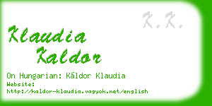 klaudia kaldor business card