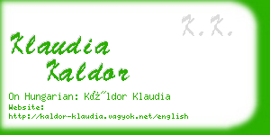 klaudia kaldor business card